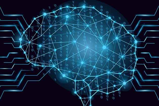 Kunstig intelligens illustreret som hjerne