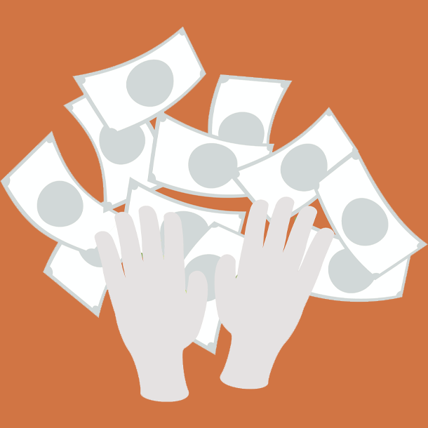 Hænder, der kaster penge op i luften